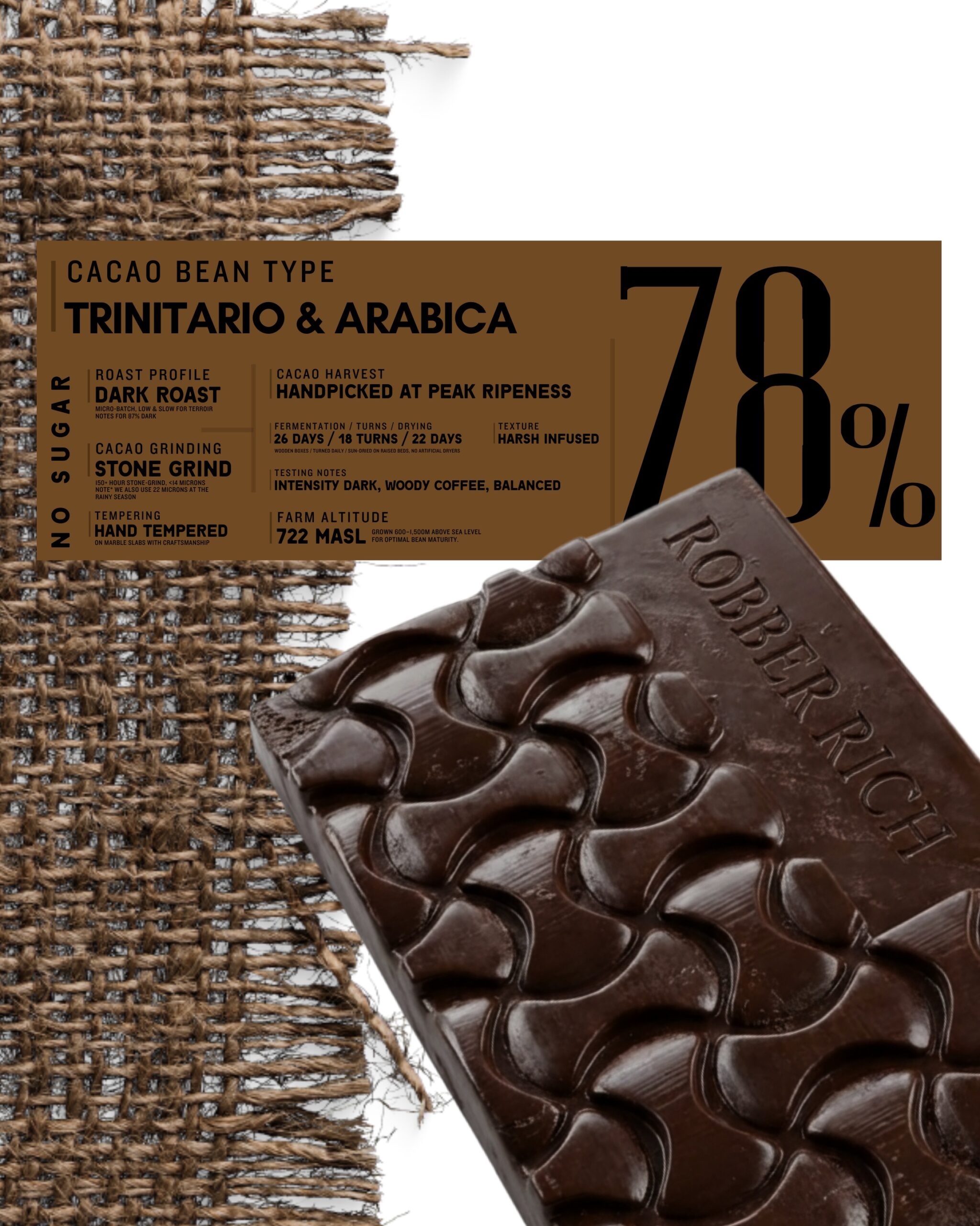 Robber Rich Espresso Dulge Dark Chocolate 78% Cacao - 128g