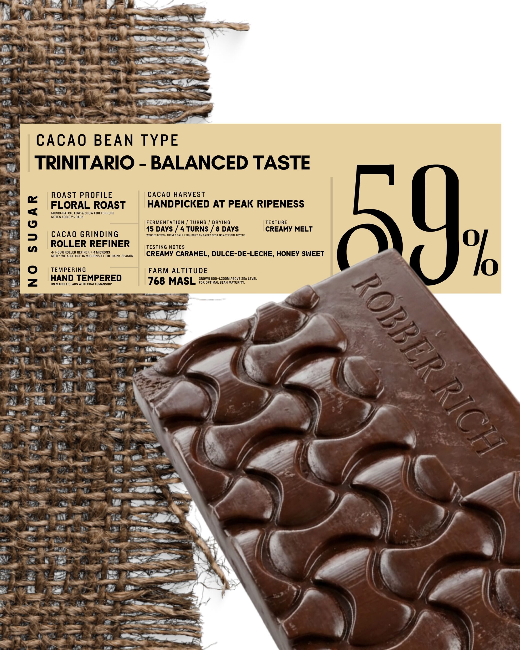 Robber Rich Velvet Melt MILK Chocolate 59% Cacao - 128g